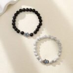 Fashion Frill Couple Bracelets Black & White Onyx Evil Eye Stretchable Wrist Band Bracelet For Women Men Boys Girls Love Gifts Friendship Promise Bracelets - Fast Shipping to USA & Canada - Image 5