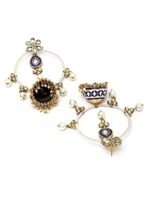 Karatcart Gold Plated Purple Meena Pearl Beaded Kundan Jhumki Hoop Earrings for Women - Fast Shipping to USA & Canada - Image 6