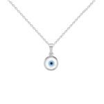 Clara 925 Sterling Silver Evil Eye Pendant Necklace for Men & Women | With or Without Chain | Platinum Plated - Fast Shipping to USA & Canada