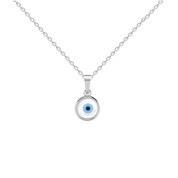 Clara 925 Sterling Silver Evil Eye Pendant Necklace for Men & Women | With or Without Chain | Platinum Plated - Fast Shipping to USA & Canada