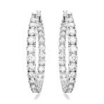 Swarovski Womens Matrix Hoop Earrings, Round Cut, White, Rhodium Plated - Fast Shipping to USA & Canada - Image 3