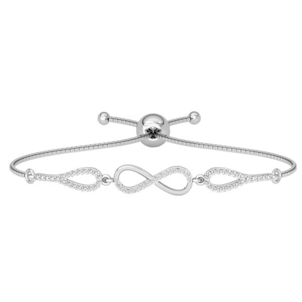 Clara 925 Pure Silver Stone Infinity Hand Bracelet | Adjustable, Anti Tarnish, Swiss Zirconia | Gift for Women and Girls - Fast Shipping to USA & Canada