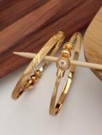Shining Diva Fashion Set Of 2 Latest Traditional Design 18k Gold Plated Adjustable Bracelet Bangles for Women (Golden)(15234b) - Fast Shipping to USA & Canada - Image 3