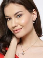 YouBella Jewellery Gold Plated American Diamond necklace for girls Pendant Set/Necklace Set with Earrings for Girls and Women - Fast Shipping to USA & Canada - Image 3