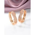 Peora Cubic Zirconia Studded Stylish Hoop Earrings Fancy Fashion Jewellery for Women & Girls - Fast Shipping to USA & Canada - Image 3
