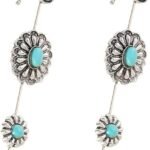 El Regalo 2PCs Turquoise Ear Wrap Crawler Hook Stud Earrings for Women Girls- Long Bar Piercing Ear Cuffs Boho/Bohemian Statement Earrings - Fast Shipping to USA & Canada