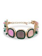 ZAVERI PEARLS Multi Colour Multistrand Beaded Cluster Choker Necklace Earring Ring & Bracelet Set For Women-ZPFK16867 - Fast Shipping to USA & Canada - Image 6