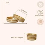 ACCESSHER Gold Plated Antique Kada Bangles with Stone Detailing (Set of 4) - Fast Shipping to USA & Canada - Image 6