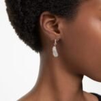 Swarovski Women Nice Drop Earrings, Feather, White, Rose Gold-Tone Plated - Fast Shipping to USA & Canada - Image 6