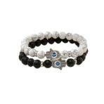 Fashion Frill Couple Bracelets Black & White Onyx Evil Eye Stretchable Wrist Band Bracelet For Women Men Boys Girls Love Gifts Friendship Promise Bracelets - Fast Shipping to USA & Canada - Image 2