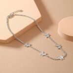 Fashion Frill Silver Chain For Women Stainless Steel Butterfly AD Studded Pendant Necklace For Women Girls Love Gifts Womens Jewellery - Fast Shipping to USA & Canada - Image 5