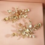 Rubans Handcrafted Golden & Silver Crystal Leaf Design Side Clip Hair Accessory Set of 2 for Women ? Perfect for Brides & Special Occasions - Fast Shipping to USA & Canada - Image 5