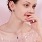 Shining Diva Fashion Angel Wings Platinum Plated Crystal Pendant Necklace Jewellery Set Gifts for Women and Girls (Blue) (14622s) Valentine Gift for Girlfriend - Fast Shipping to USA & Canada - Image 5