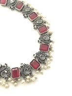 Sasitrends Classic Peacock Designer Oxidized German Silver Stone Studded Jewellery Set with Earring for Women and Girls - Fast Shipping to USA & Canada - Image 5