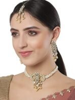 Karatcart Gold Plated Handcrafted Golden Pearl and Kundan Choker Necklace Set for Women - Fast Shipping to USA & Canada - Image 4