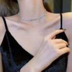 Fashion Frill Silver Chain For Women Stainless Steel Butterfly AD Studded Pendant Necklace For Women Girls Love Gifts Womens Jewellery - Fast Shipping to USA & Canada - Image 6