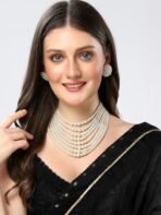 Shining Diva Fashion Latest Stylish Design Fancy Multilayer Pearl Necklace Jewellery Set for Women (15881s) - Fast Shipping to USA & Canada - Image 4