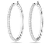 Swarovski Womens Dextera Hoop Earrings, Pav?, Large, White, Rhodium Plated - Fast Shipping to USA & Canada - Image 4