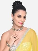 ZAVERI PEARLS Multi Colour Multistrand Beaded Cluster Choker Necklace Earring Ring & Bracelet Set For Women-ZPFK16867 - Fast Shipping to USA & Canada - Image 4