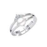 Clara Pure 925 Sterling Silver Gilda Real Pearl Size Adjustable Finger Ring | Gift for Women and Girls | Swiss Zircon Platinum Plated - Fast Shipping to USA & Canada