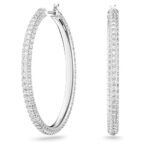 Swarovski Womens Dextera Hoop Earrings, Pav?, Large, White, Rhodium Plated - Fast Shipping to USA & Canada - Image 2
