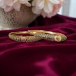 ACCESSHER Gold-Plated Rajwadi Style Bangles | Golden Traditional Kada Bangle Set for Women | Ethnic Bangle Jewellery Set for Women & Girls (Set of 2) - Fast Shipping to USA & Canada - Image 4