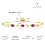 Clara 925 Pure Silver Golden Ruby Hand Bracelet | Adjustable, Gold Plated, Anti Tarnish, Swiss Zirconia | Gift for Women and Girls - Fast Shipping to USA & Canada - Image 6
