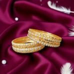 ACCESSHER Gold Plated Antique Kada Bangles with Stone Detailing (Set of 4) - Fast Shipping to USA & Canada - Image 5