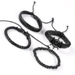 Fashion Frill Stylish Bracelet For Men Multistrand Black Leather Bracelets For Men Boys Wooden Beads Wristband - Fast Shipping to USA & Canada - Image 5