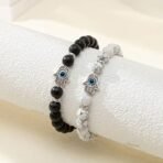 Fashion Frill Couple Bracelets Black & White Onyx Evil Eye Stretchable Wrist Band Bracelet For Women Men Boys Girls Love Gifts Friendship Promise Bracelets - Fast Shipping to USA & Canada - Image 4