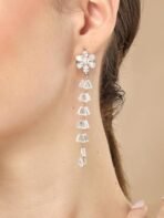 KARATCART Gold-Plated Pearl and CZ Studded Floral Drop Earrings for Women - Fast Shipping to USA & Canada - Image 3