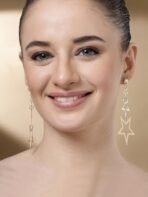 KARATCART Gold Plated Graduating Star Design Dangler Earrings - Fast Shipping to USA & Canada - Image 3