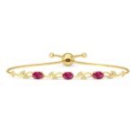 Clara 925 Pure Silver Golden Ruby Hand Bracelet | Adjustable, Gold Plated, Anti Tarnish, Swiss Zirconia | Gift for Women and Girls - Fast Shipping to USA & Canada