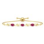Clara 925 Pure Silver Golden Ruby Hand Bracelet | Adjustable, Gold Plated, Anti Tarnish, Swiss Zirconia | Gift for Women and Girls - Fast Shipping to USA & Canada