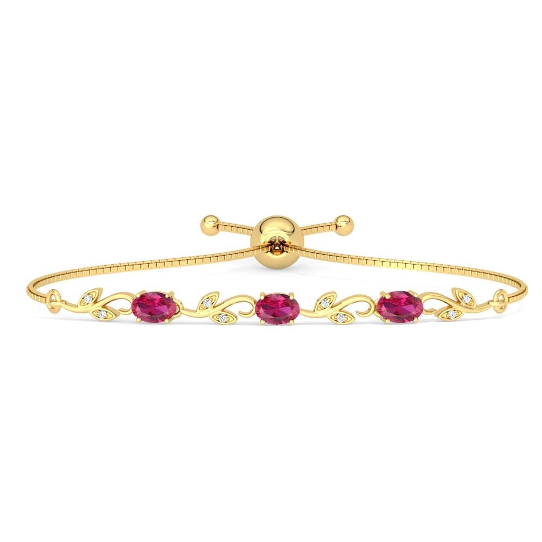 41QrRpapC-L.jpg Clara 925 Pure Silver Golden Ruby Hand Bracelet | Adjustable, Gold Plated, Anti Tarnish, Swiss Zirconia | Gift for Women and Girls - Fast Shipping to USA & Canada - Image 1