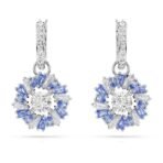 Swarovski Idyllia Flower drop earrings, Blue, Rhodium plated - Fast Shipping to USA & Canada - Image 3