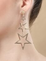 KARATCART Gold Plated Graduating Star Design Dangler Earrings - Fast Shipping to USA & Canada - Image 4