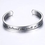 Peora Silver Plated Inspirational Engraved Motivational Quotes Mantra Band Bracelet for Women - Fast Shipping to USA & Canada - Image 7