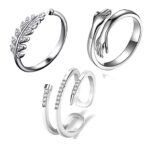 Fashion Frill Stylish Hug Silver Ring For Girls AD Silver Plated Adjustable Silver Finger Ring For Women Girls Gift for Sister Love Gifts Jewellery Combo Rings of 3 - Fast Shipping to USA & Canada - Image 2