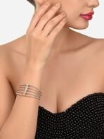 ZAVERI PEARLS Rose Gold Tone Dazzling Austrian Diamonds Embellished Party Bling Cuff Bracelet For Women-ZPFK12103 - Fast Shipping to USA & Canada - Image 3