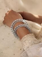 Rubans Set of 2 Silver Plated Oxidised Bangles - Fast Shipping to USA & Canada - Image 3