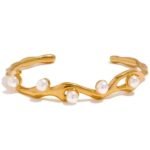 Fashion Frill Bracelet for Women Pearl Golden Hand kada Bracelet for Women & girls Gift for Girls, Girlfriend & Wife - Fast Shipping to USA & Canada