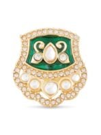 ZAVERI PEARLS Green Meenakari Dazzling Stones Beads Embellished Necklace Earring & Ring Set For Women-ZPFK18858 - Fast Shipping to USA & Canada - Image 7