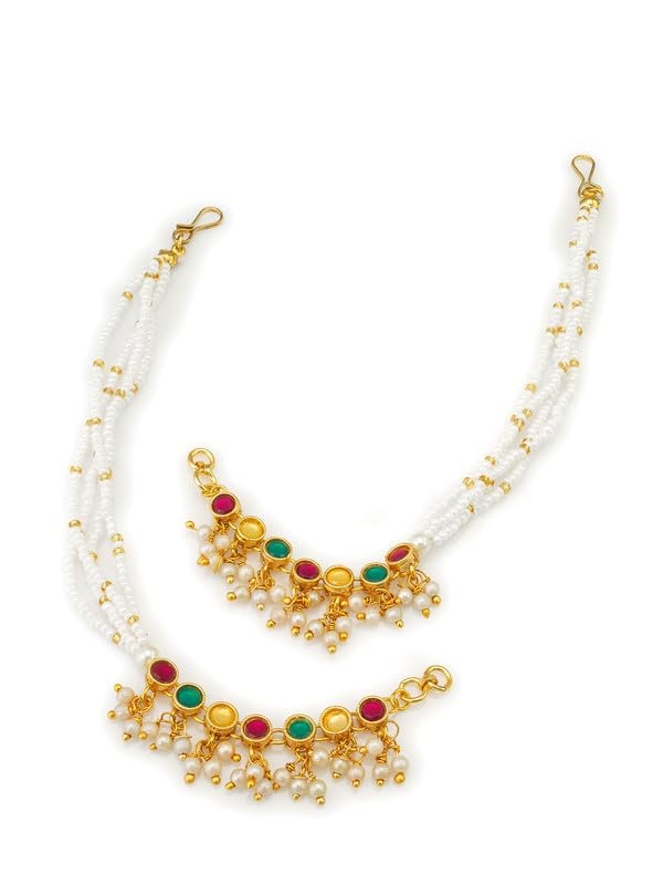Aadita Gold Plated Bahubali Kanchain Hair Accessories (Pair) - Fast Shipping to USA & Canada