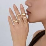 Shining Diva Fashion Set of 4 Latest Stylish Gold Plated Rings for Women and Girls (16520r) - Fast Shipping to USA & Canada - Image 4
