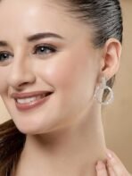 KARATCART Gold Plated Cubic Zirconia Round Dangler Earrings for Women - Fast Shipping to USA & Canada - Image 4