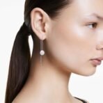 Swarovski Women's Sublima Drop Earrings, White, Rhodium Plated - Fast Shipping to USA & Canada - Image 6