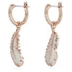 Swarovski Women Nice Drop Earrings, Feather, White, Rose Gold-Tone Plated - Fast Shipping to USA & Canada - Image 4