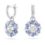 Swarovski Idyllia Flower drop earrings, Blue, Rhodium plated - Fast Shipping to USA & Canada - Image 2