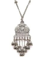 Karatcart Laxmi Mata Oxidised Silver Long Necklace Set for Women - Fast Shipping to USA & Canada - Image 2